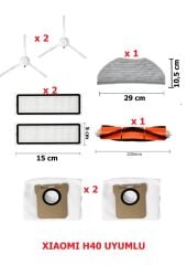 Xiaomi H40 Uyumlu Yedek Parça Seti - filtre/toz torbası/fırça