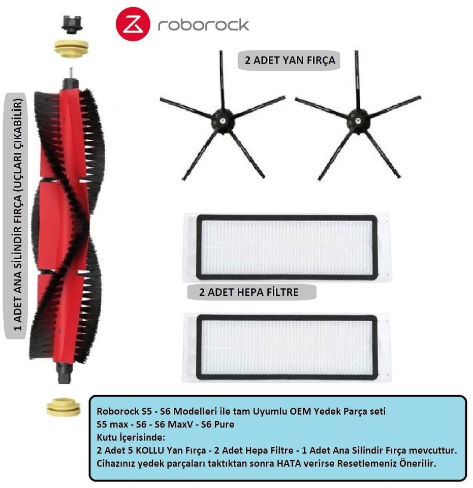 Roborock S5 Max -S6 Maxv Uyumlu Yedek Parçaları Filtre Fırça