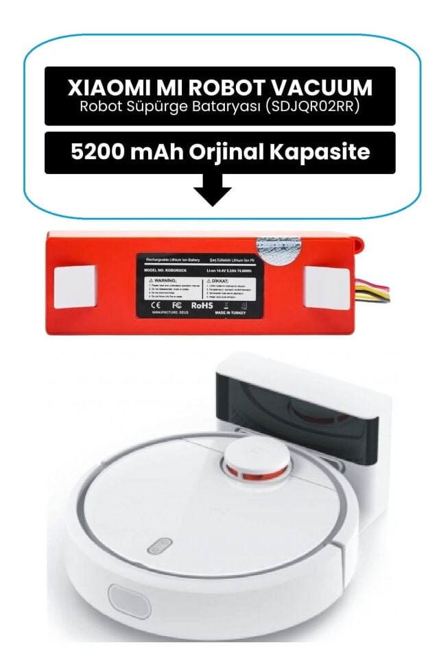 Mi Robot Vacuum Cleaner SDJQR02RR uyumlu Batarya - Pil Yedek
