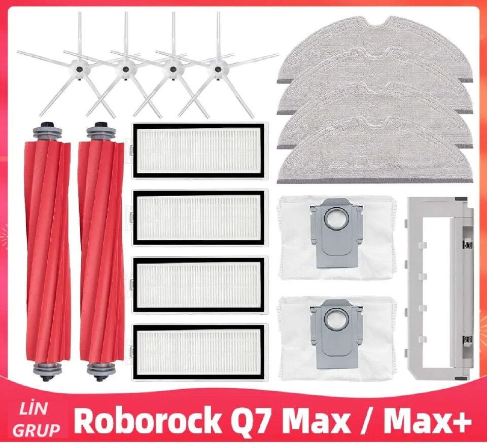 Roborock Q7 Max Uyumlu Fırça Filtre mop Paspas Yedek parça