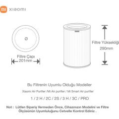 Xiaomi Smart Air Purifier 1 2H  2C 2S 3H /3C PRO H /4 Lite / Orjinal Çipli RFID Yedek Hepa Filtre  Antiformaldehit