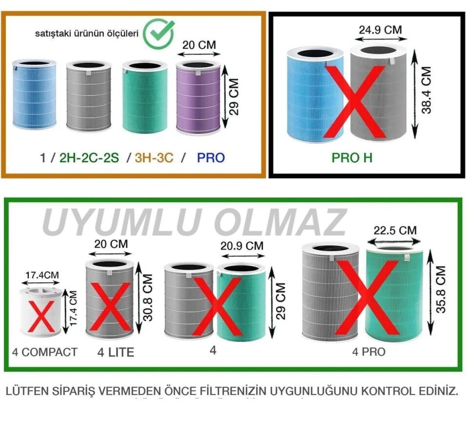 Xiaomi Smart Air Purifier Çipli RFID Yedek Hepa Filtre Mor (1 2H  2C 2S 3H 3C PRO) Antibakteriyel