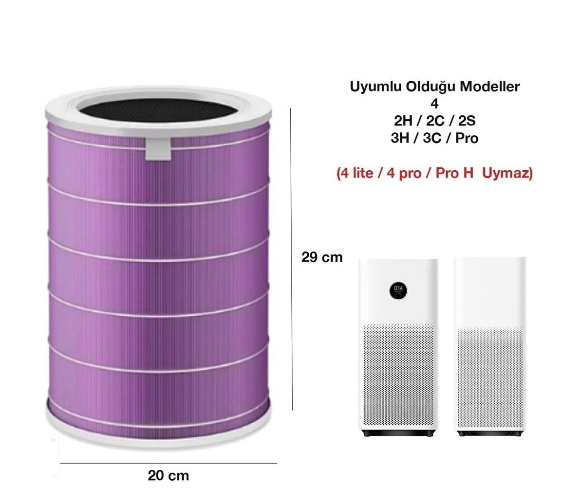Xiaomi Smart Air Purifier Çipli RFID Yedek Hepa Filtre Mor (1 2H  2C 2S 3H 3C PRO) Antibakteriyel