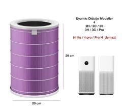 Xiaomi Smart Air Purifier 1 2H  2C 2S 3H 3C PRO Çipli RFID Yedek Hepa Filtre  Antibakteriyel Mor