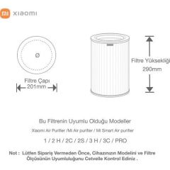 Xiaomi Smart Air Purifier 1 2H  2C 2S 3H 3C PRO Çipli RFID Yedek Hepa Filtre  Antibakteriyel Mor