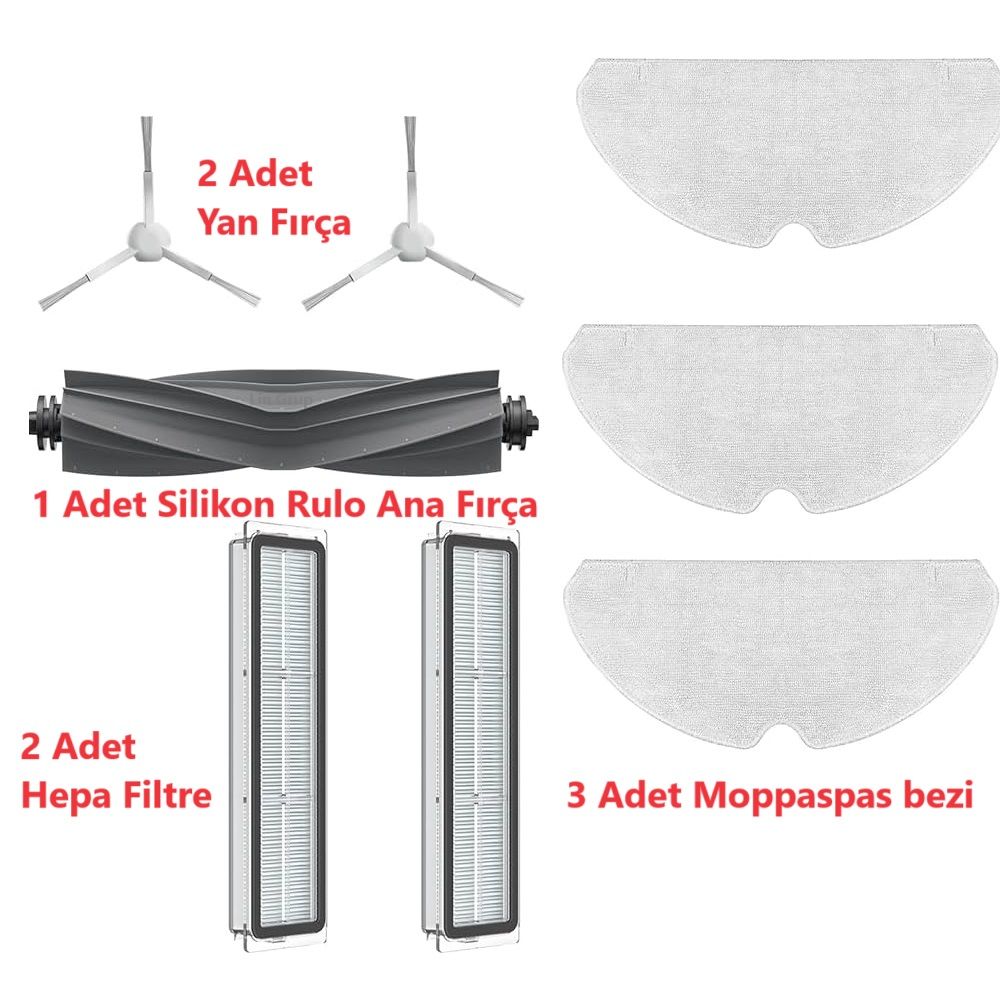 Dreame D10S RLS3L Uyumlu Yedek Fırça Filtre Mop Paspas Seti Yedek Parça