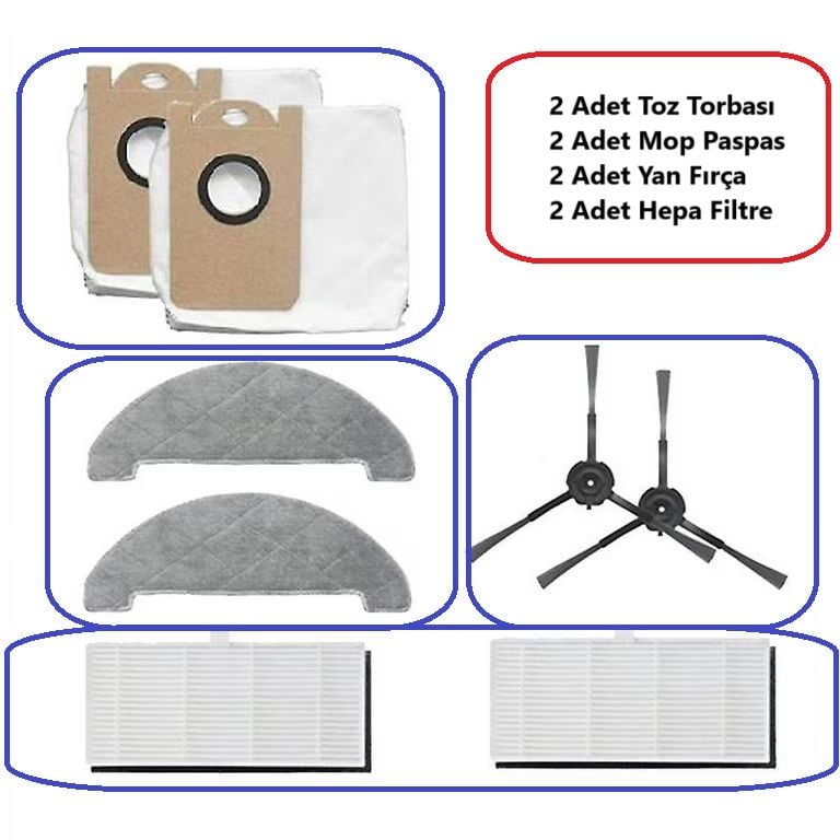 VIOMI S9  Yedek Parça Fırça Filtre  Paspas Toz Torbası