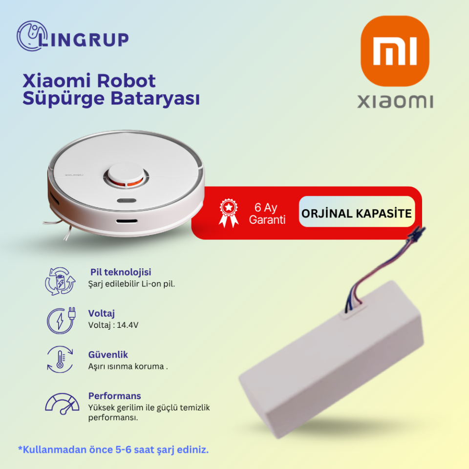 Xiaomi Robot Vacuum S10+ (B105) Robot Süpürge Uyumlu Batarya 6400 mAh - Muadil Ürün