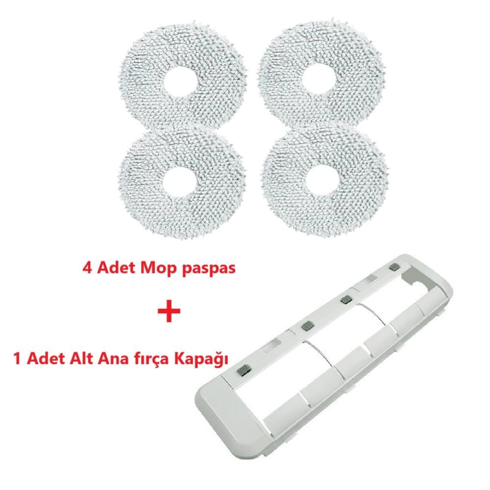 Xiaomi S10+ Plus X10+ Plus Uyumlu Alt Fırça Kapağı ve Mop Paspas Seti