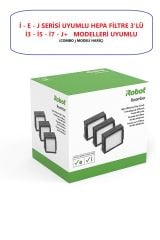 iRobot Roomba Orijinal i3 - i5 - i7 - J7 Modelleri uyumlu 3 adet hepa filtre