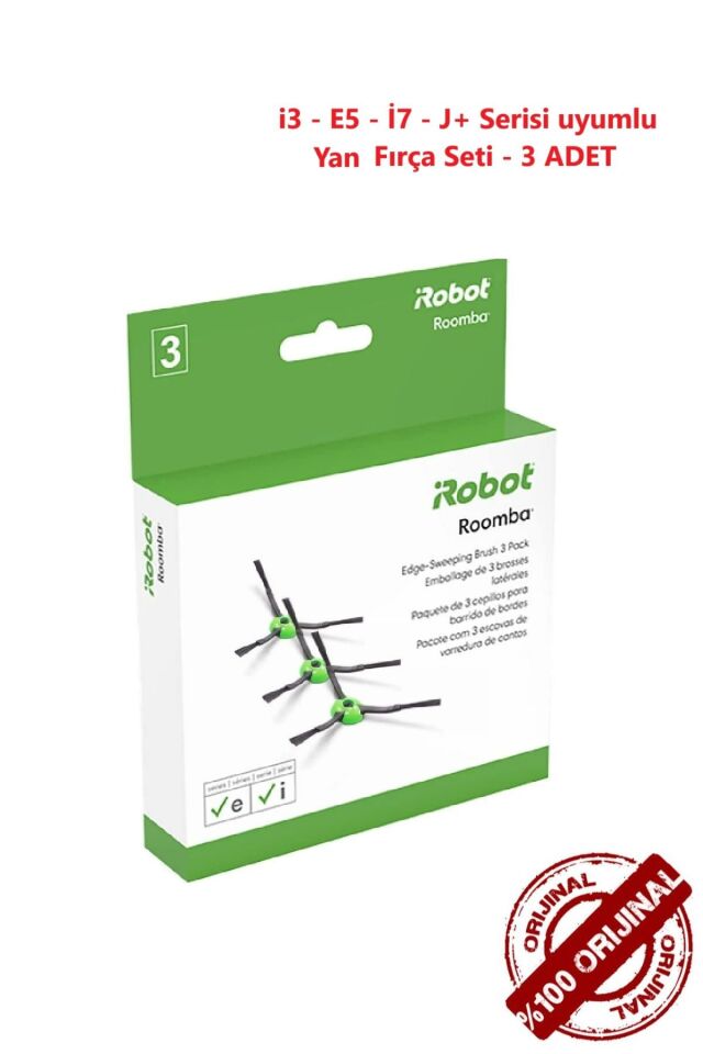 iRobot Roomba Orijinal i3 - i5 - i7 - J7 3 adet Yan fırça