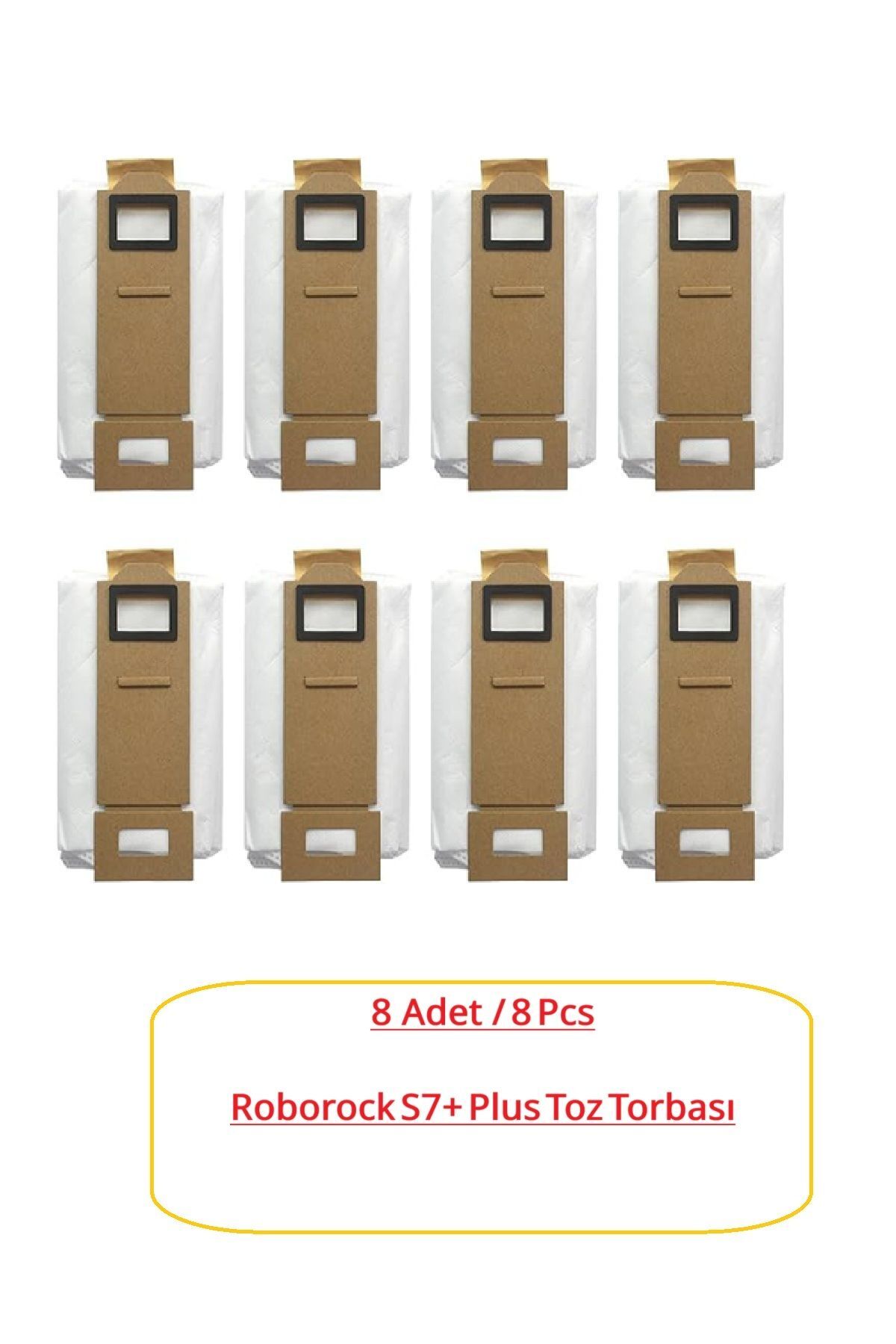 Roborock S7+ Plus Robot Süpürge Uyumlu Çöp Torbası Toz torbası 8 Adet
