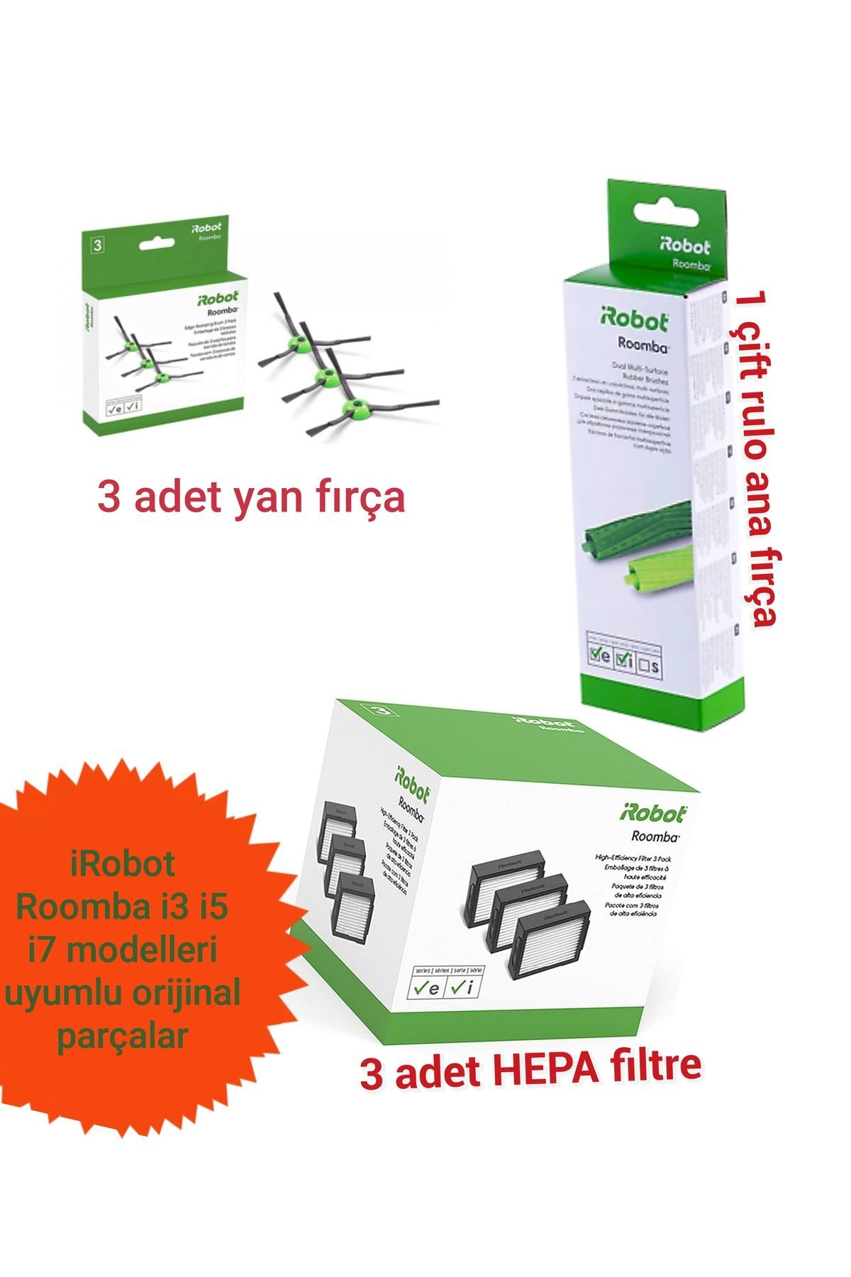 Roomba i3 i5 i7 modelleri ile uyumlu orijinal yedek parça seti