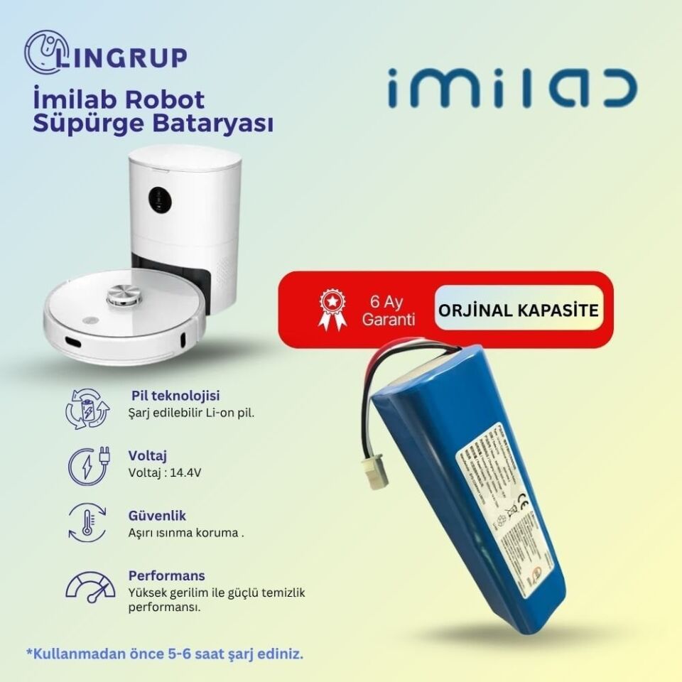 İmilab V1 Robot Süpürge Uyumlu Batarya 7000 mAh - Muadil Ürün