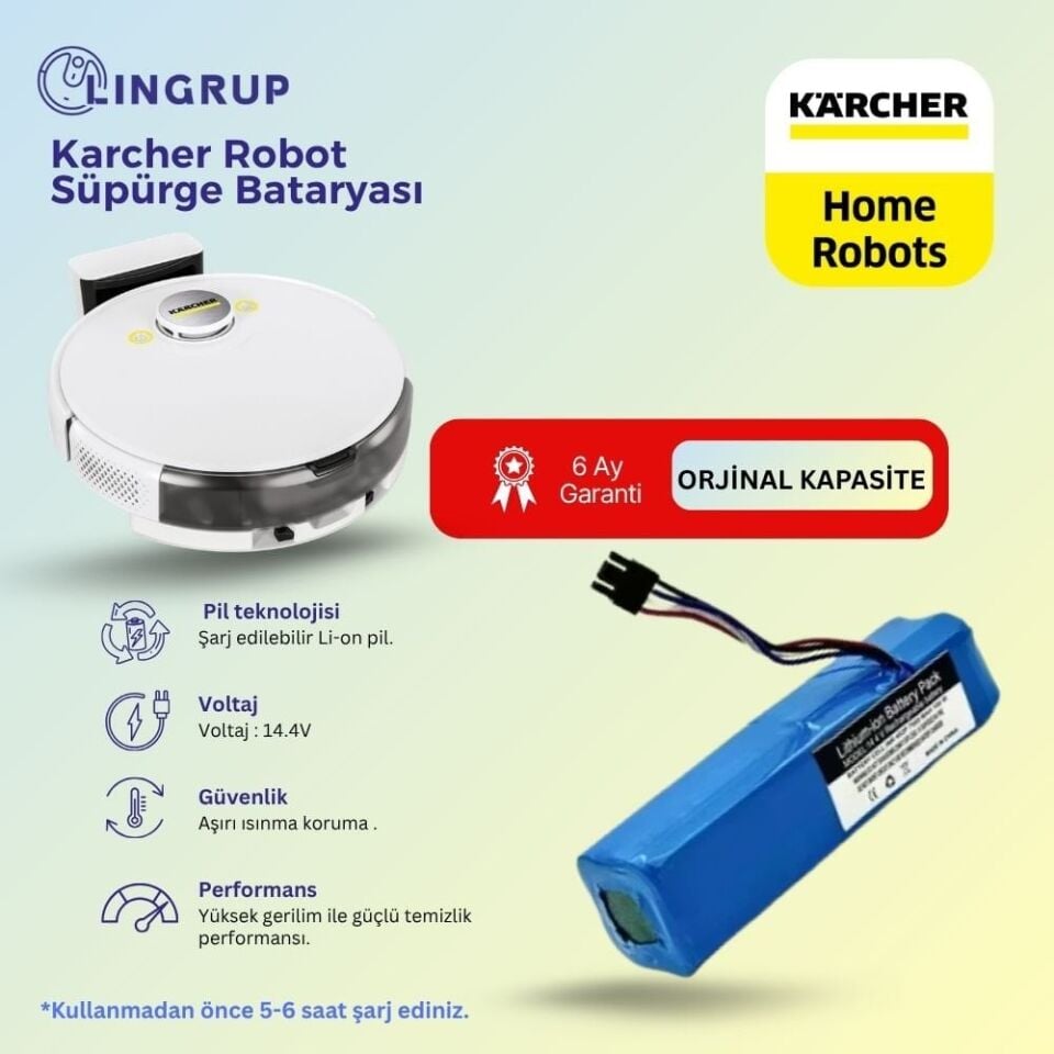 Karcher RCV 3 Robot Süpürge Uyumlu Batarya 3200 mAh - Muadil Ürün