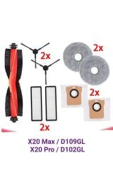 Xiaomi Robot Vacuum fırça süpürge seti (X20 Max / D109GL, X20 Pro / D102GL uyumlu)