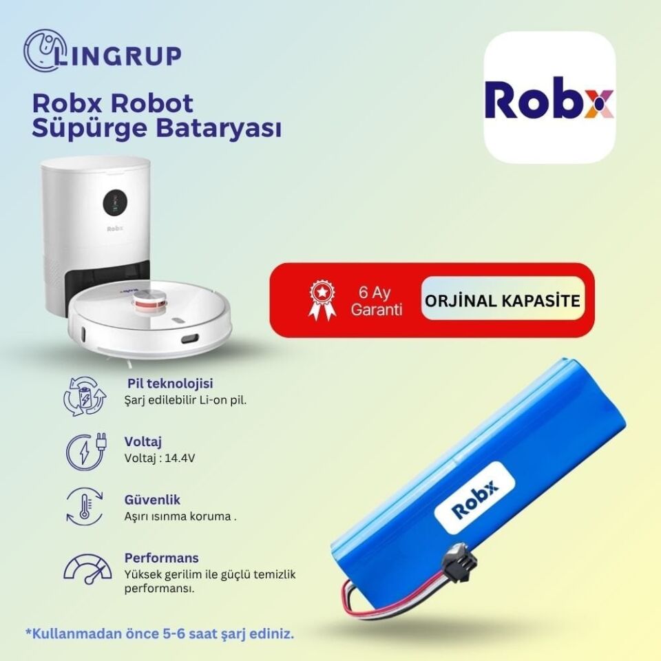 Robx R7 Robot Süpürge Uyumlu Batarya 5800 mAh - Muadil Ürün