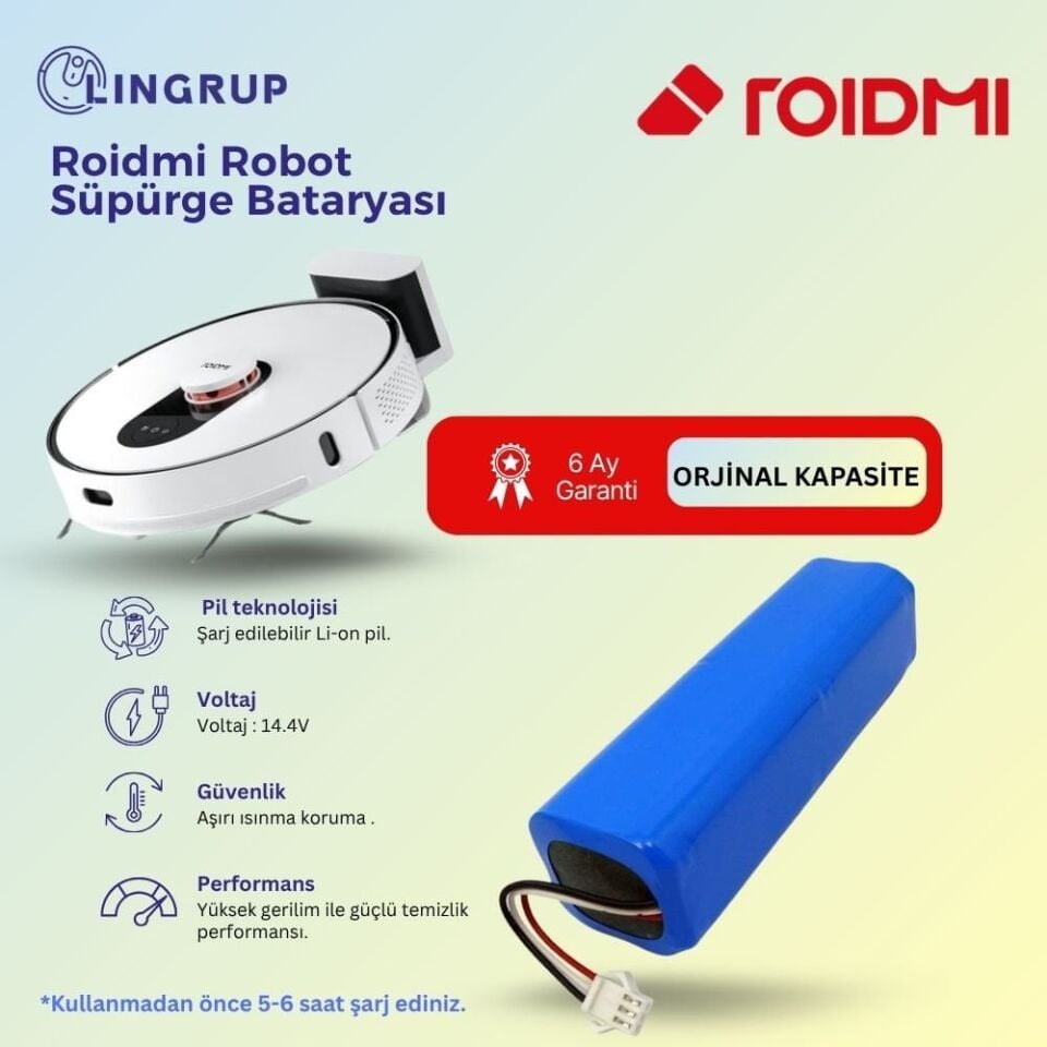Roidmi Eve Robot Süpürge Uyumlu Batarya 5200 mAh - Muadil Ürün