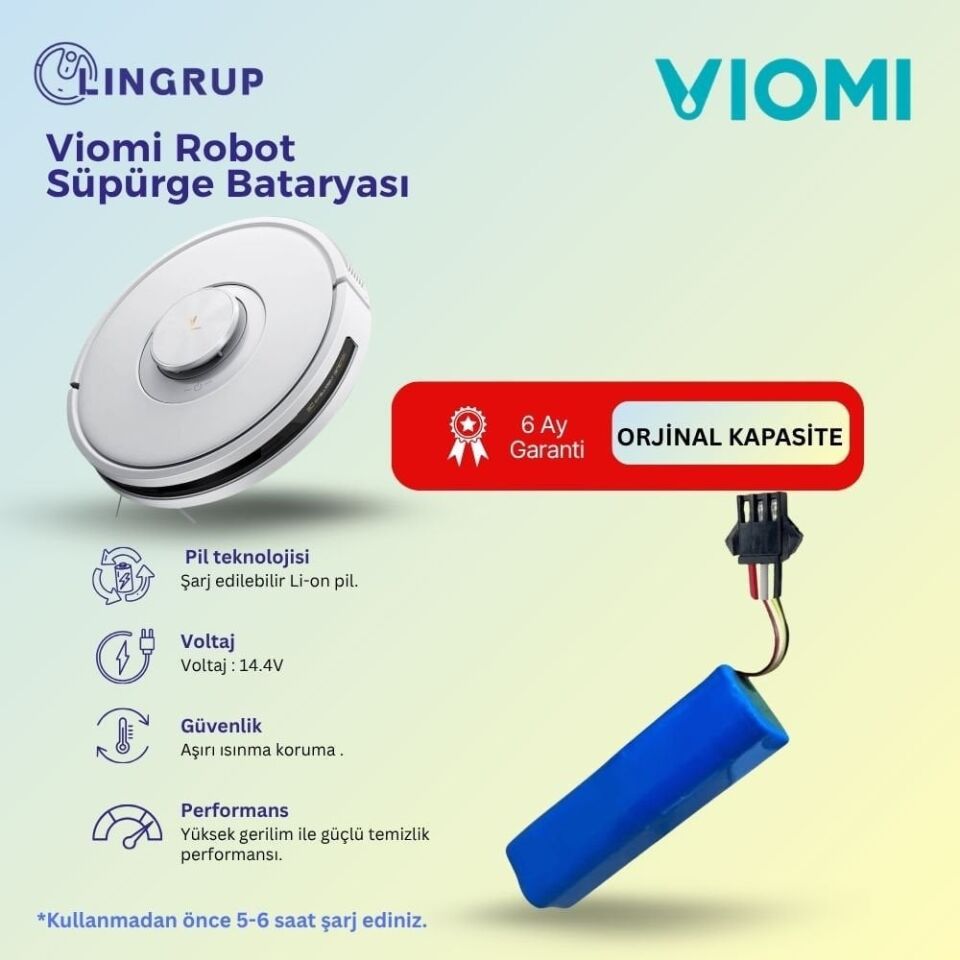 Viomi Alpha 2 Pro Robot Süpürge Uyumlu Batarya 5800 mAh - Muadil Ürün