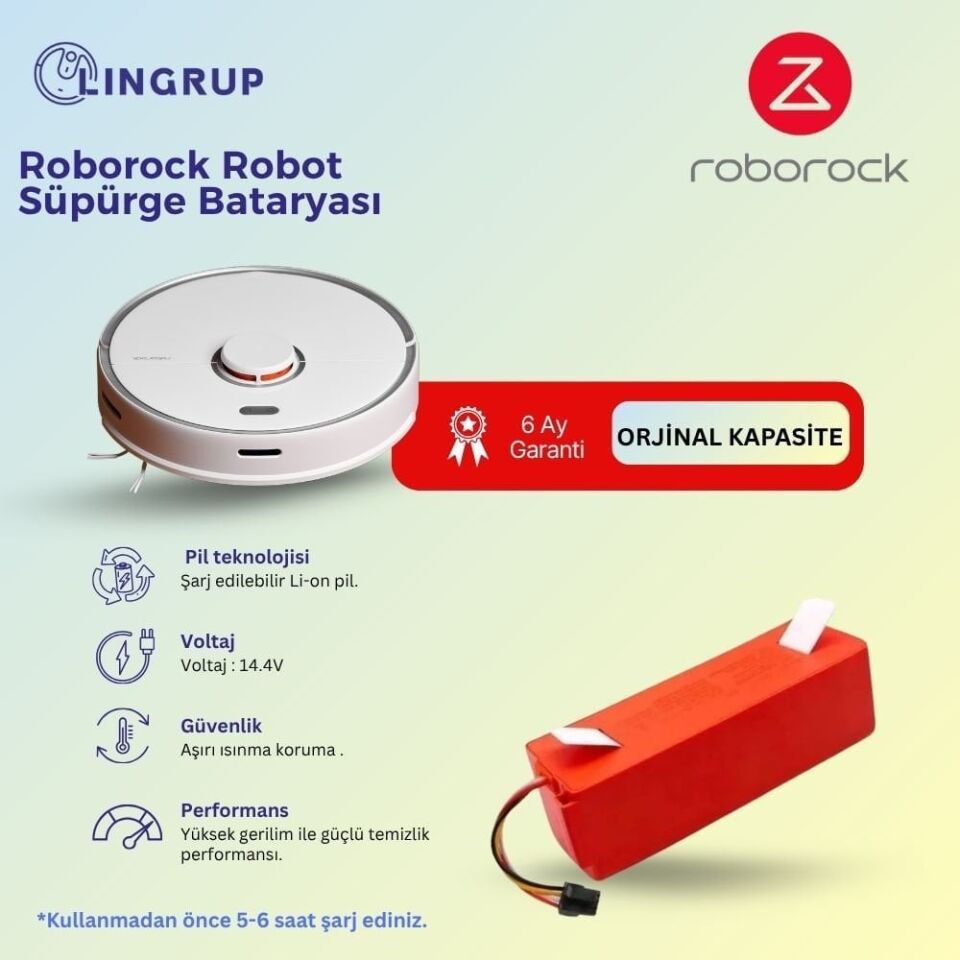 Roborock Q5 Pro Robot Süpürge Batarya 6400 mAh - Muadil Ürün