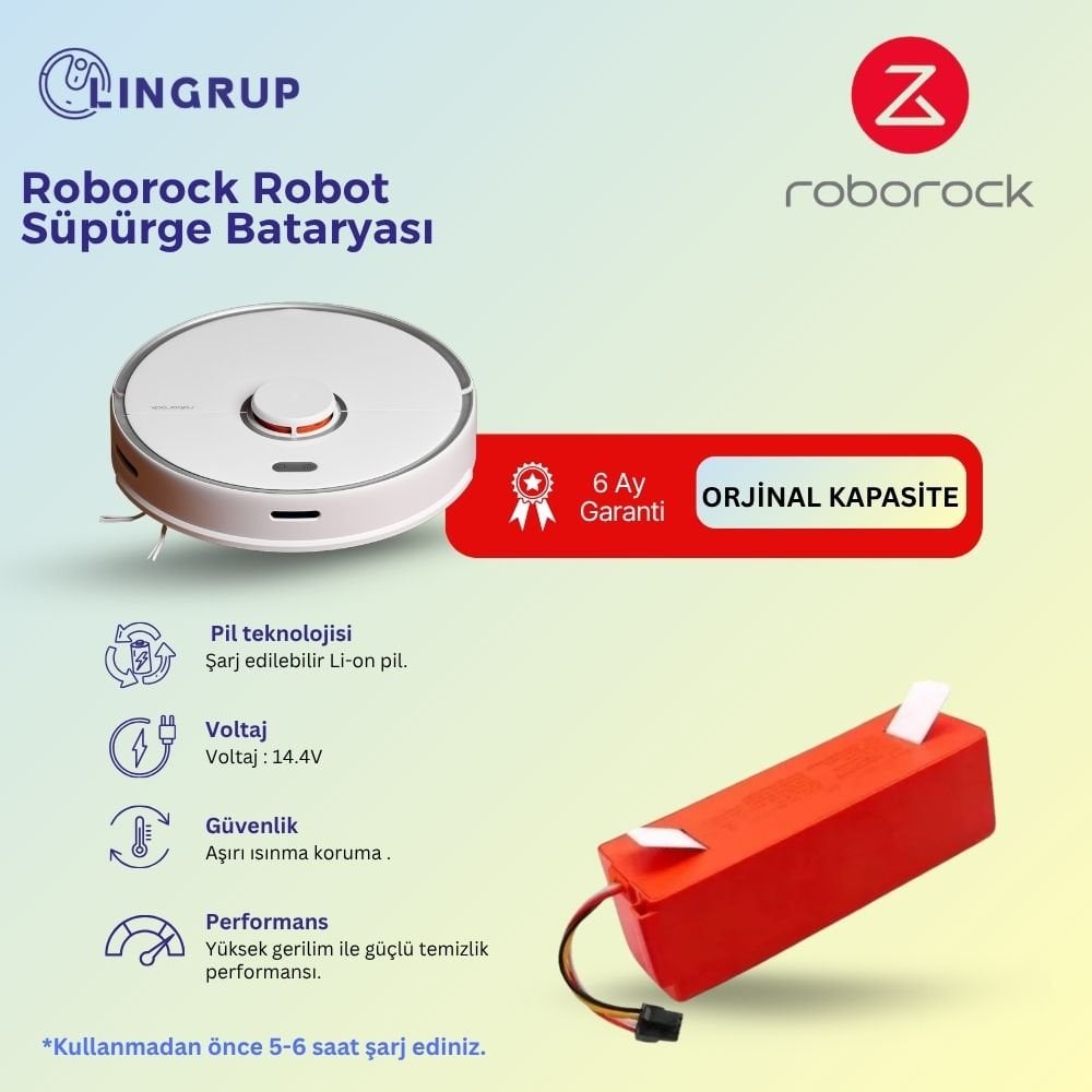 Roborock Q5 Pro + Robot Süpürge Uyumlu Batarya 7000 mAh - Muadil Ürün