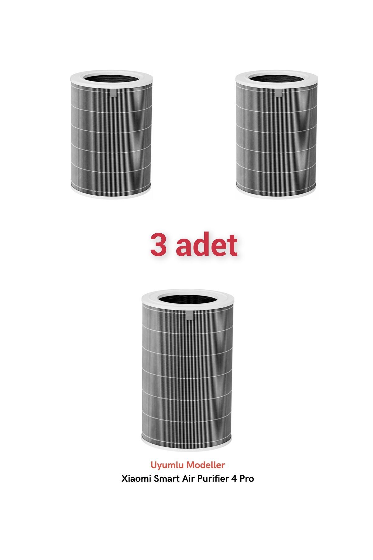 Xiaomi Air purifier 4 hava temizleyici uyumlu 3 adet yedek hepa filtre