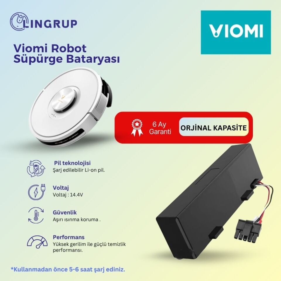 Viomi V3 - V2 Pro Lityum Batarya yedek Pil 3200 mah.