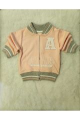 Kız çocuk pudra pembe  sweatshirt takım  fermuarlı 3 Parça