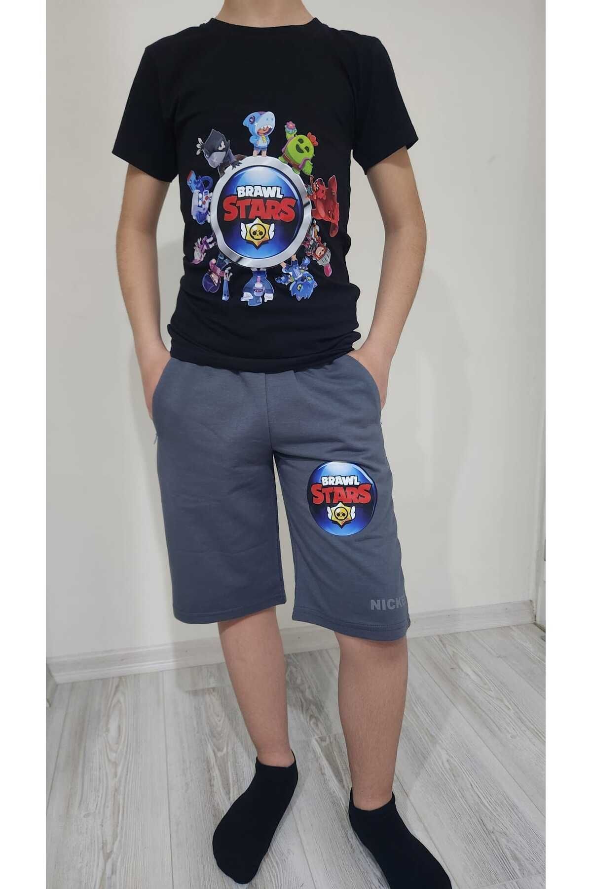 Brawl Stars Çocuk Alt Üst Takım Tişört Şort Pamuklu