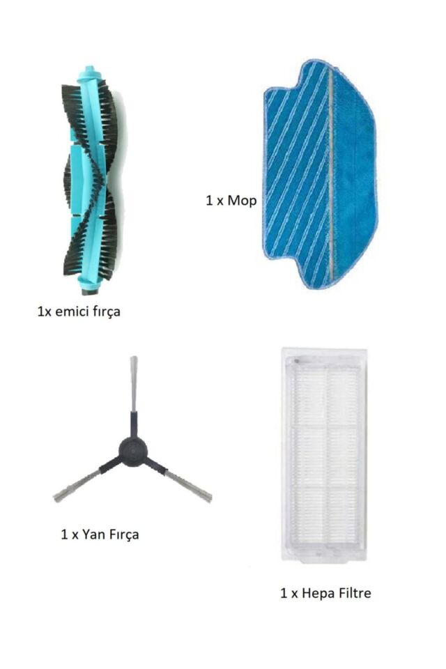 Mop Pro- Viomi V2, Viomi V3 Hepa Filtre, Mop, Fırça 4 Iü Set - Uyumlu