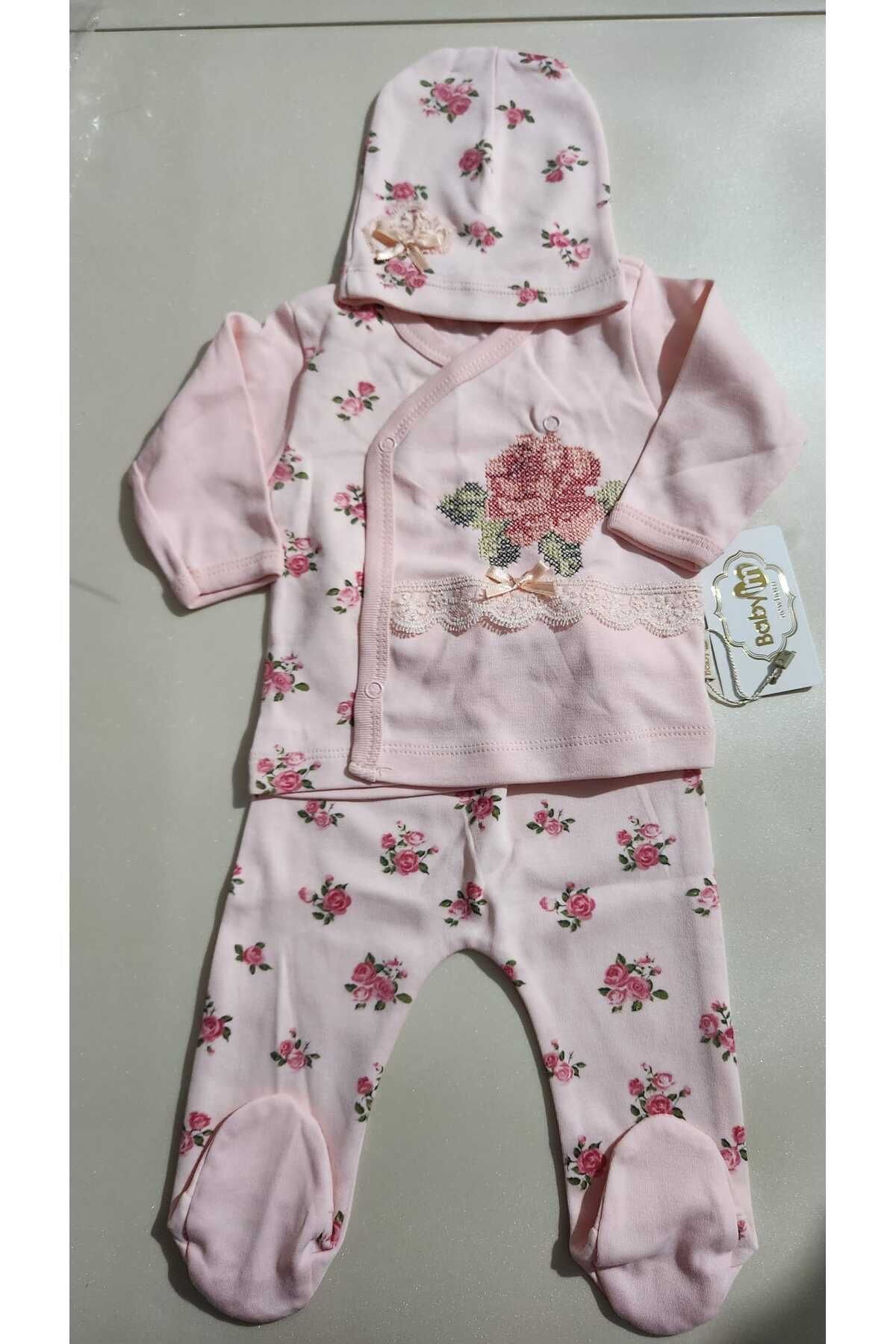 Hastane çıkışı Bebek çiçekli zıbın set