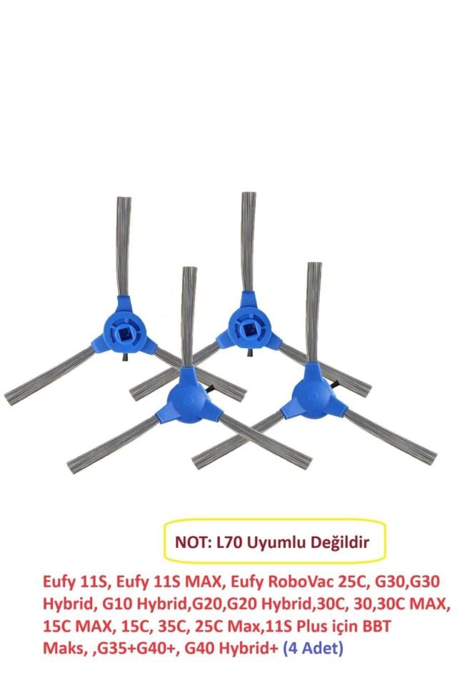 11S, RoboVac 25C G30 Hybrid G10 G20 Hybrid 30C 15C Yan Fırça - 4 Adet