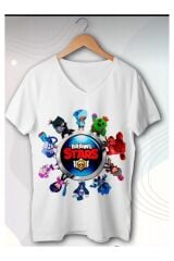 Brawl Stars baskılı V yaka çocuk tişört