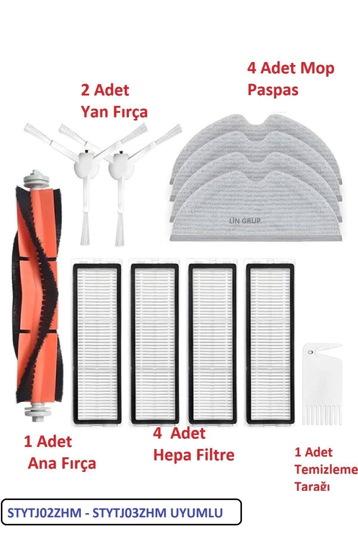 Mi Robot Xiaomi Mop Pro+Plus Uyumlu Fırça Filtre Paspas Seti (STYTJ02ZHM-STYTJ03ZHM)