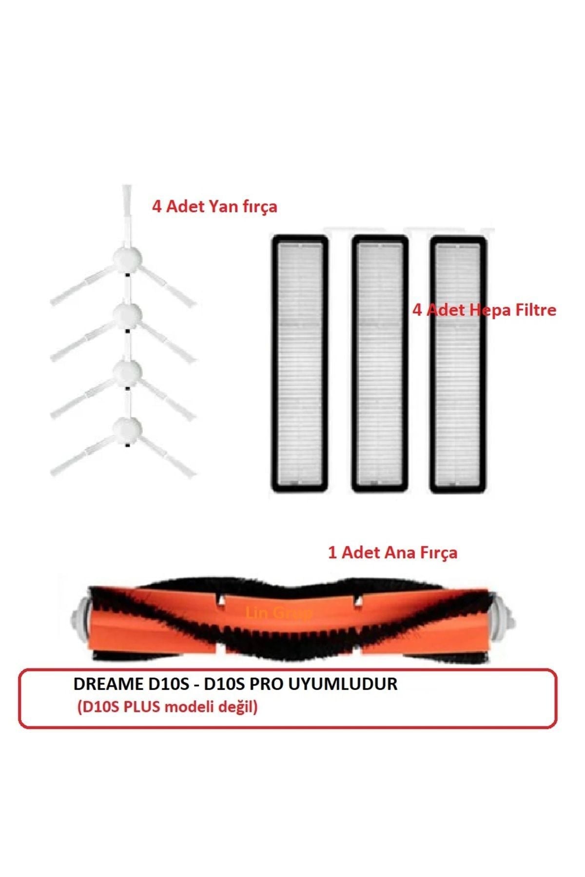 Dreame D10S - D10S Pro fırça filtre seti (D10 Plus değil)